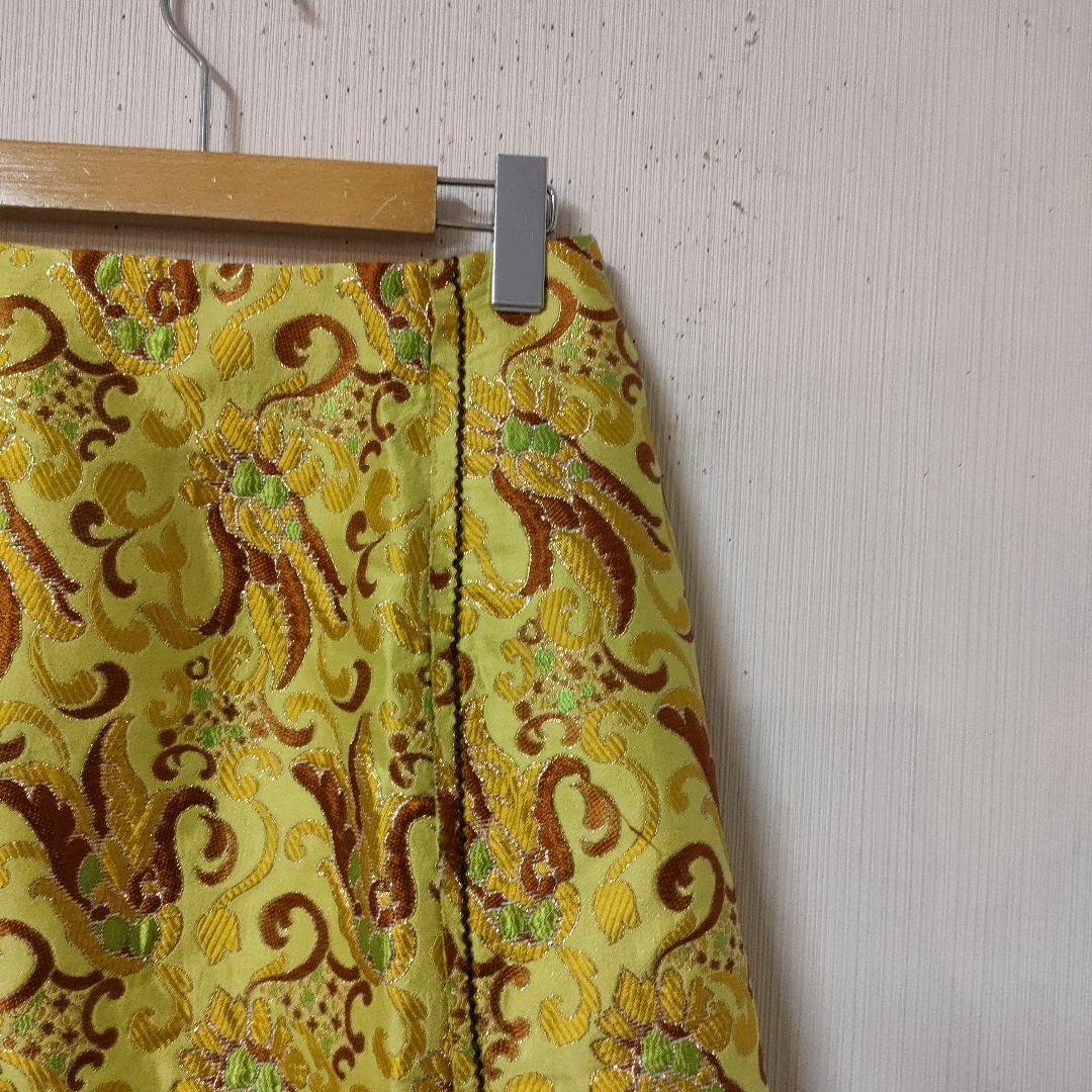 プラダ ゴブラン織スカート サイズ38 黄緑