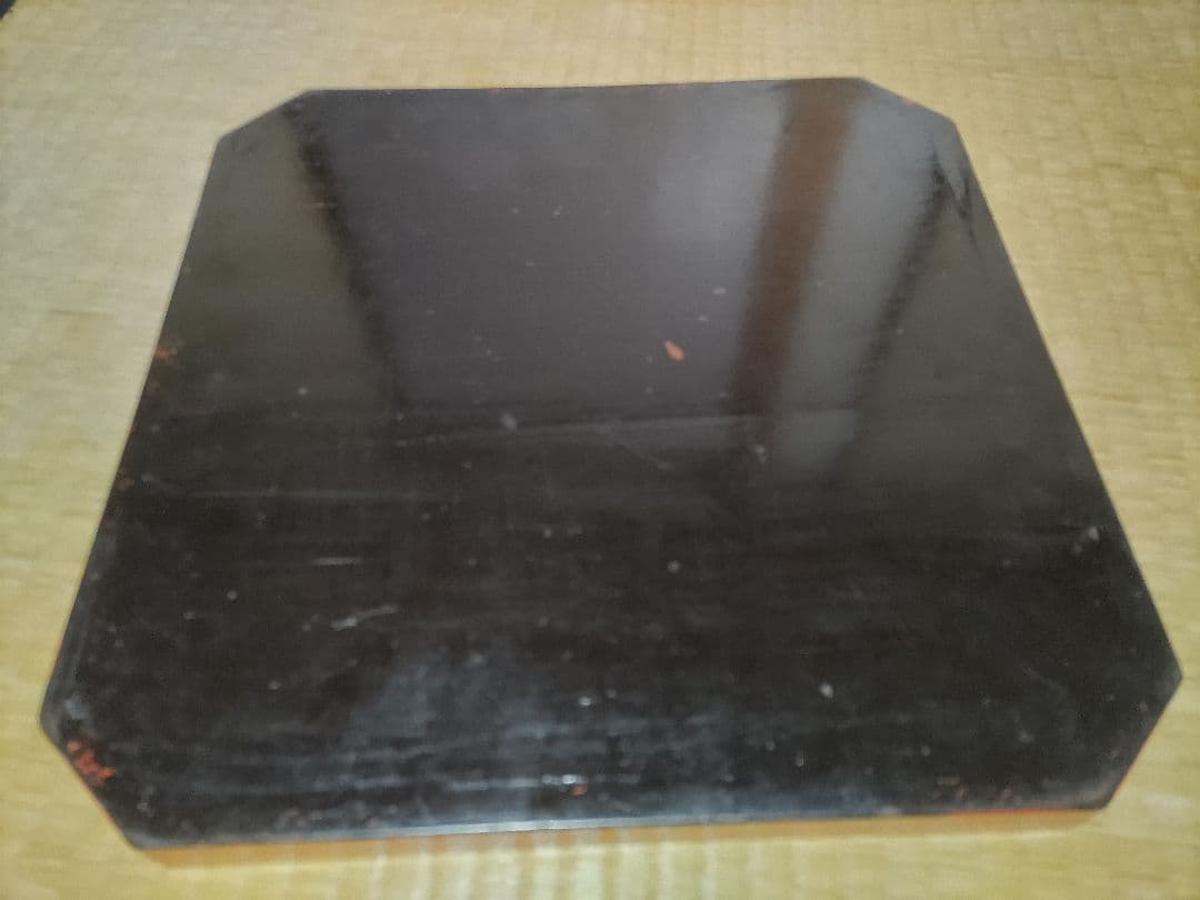 根来　折敷　盆　幅36.8四方　高2.8cm　酒器盆