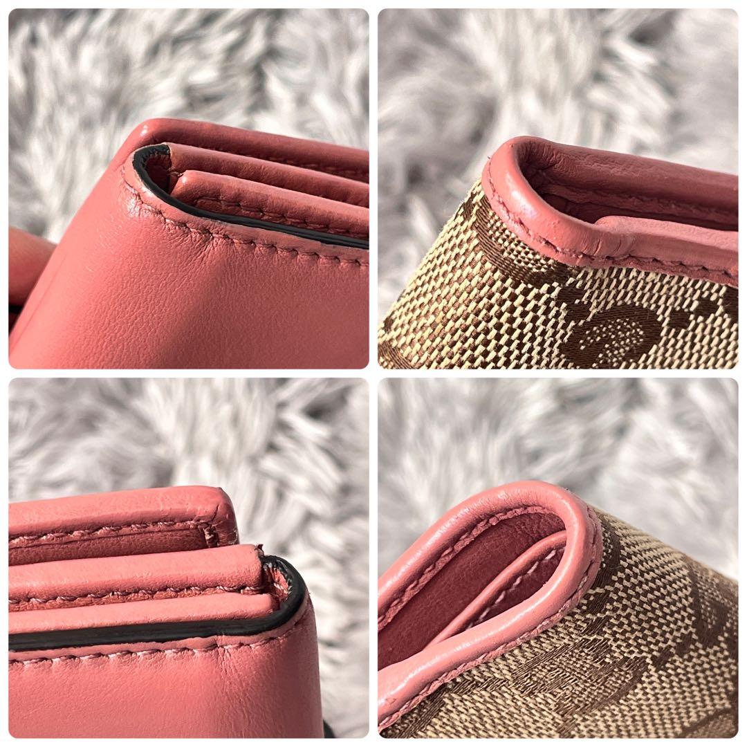 美品✨GUCCI 折り財布　GGキャンバス ラブリーハート　ピンクベージュ