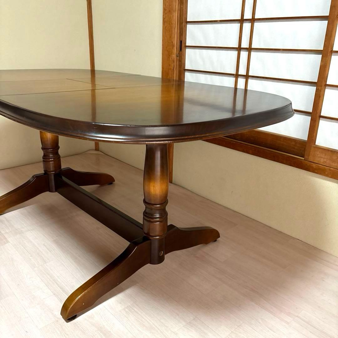 【良品】飛騨産業 伸長式 ダイニングテーブル エクステンションテーブル