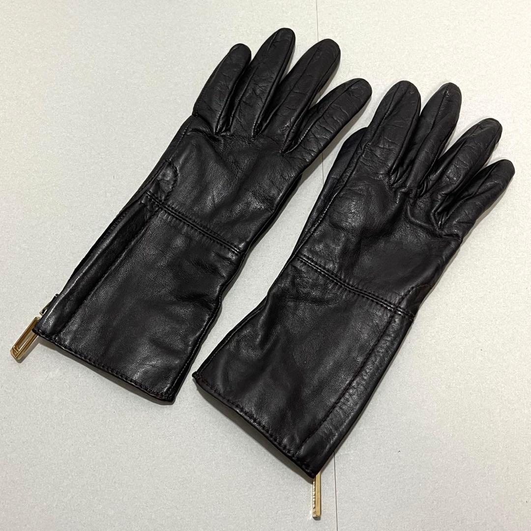 GUCCI】手袋 レザー 本革 6.5 サイズ ブラック - メルカリ