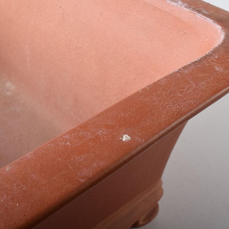 中国 紫砂 朱泥 漢詩山水刻 植木鉢 盆栽鉢 V R8480H