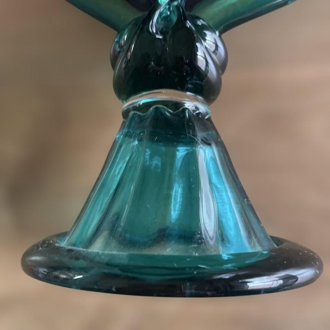 津軽びいどろ 1988年青函博覧会開催記念 装飾的なガラスボトル 赤紫