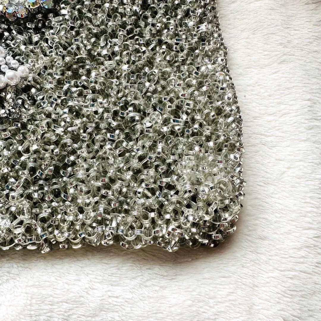 ANTEPRIMA アンテプリマ リボン パールビジューワイヤーバッグ シルバー