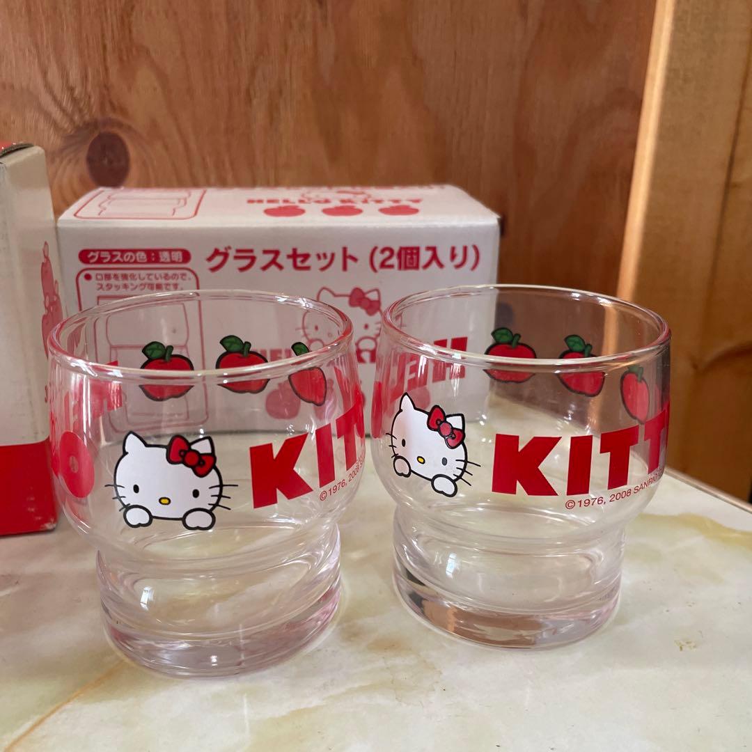 ハローキティ グラス コップセット 平成レトロ スタッキング ペア