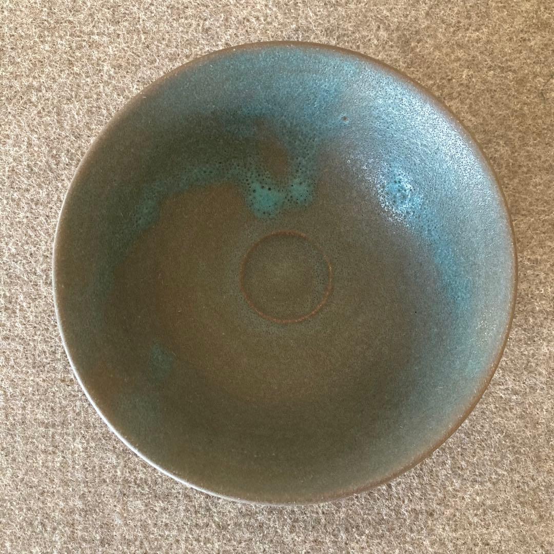 抹茶茶盌　抹茶茶碗　茶道　陶芸　陶器　青銅釉　トルコ青　手作り　オリエント