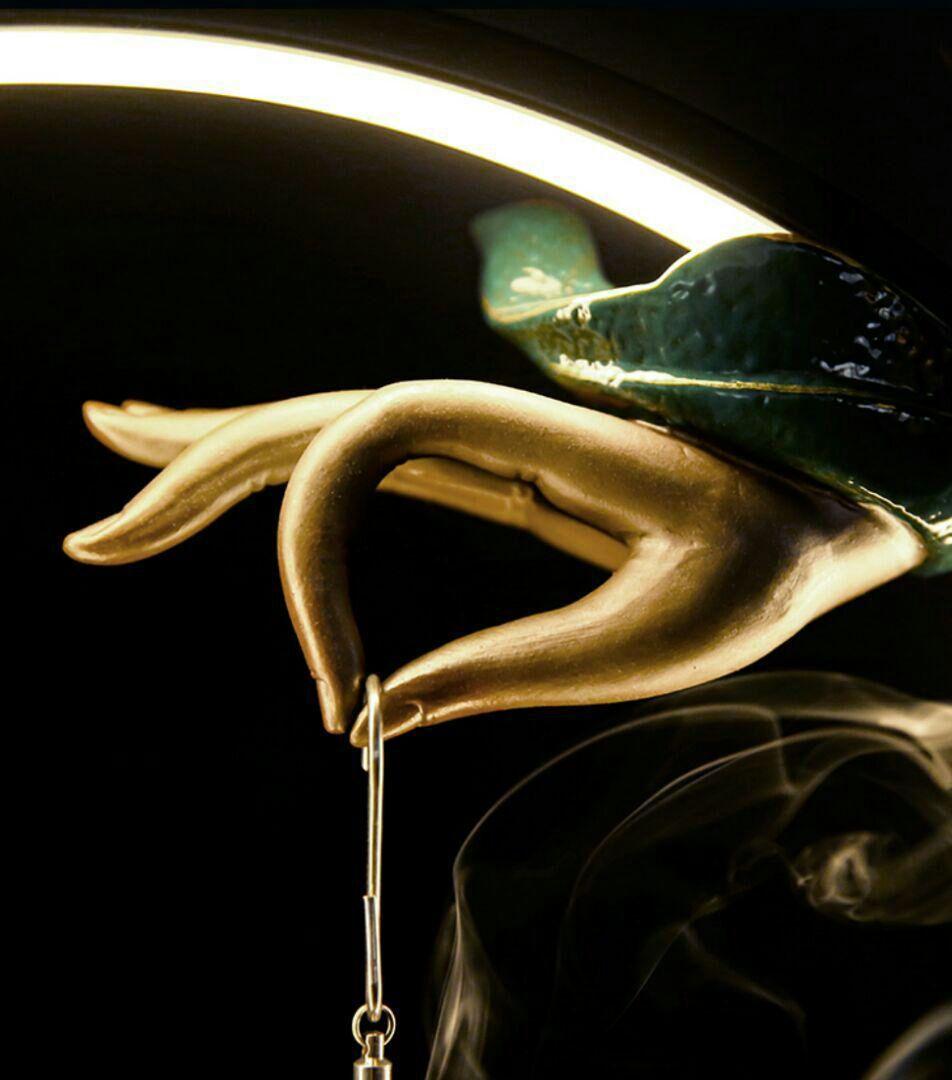 禅の意 加護を平安を保つ 陶磁器 仏手蓮の花香炉