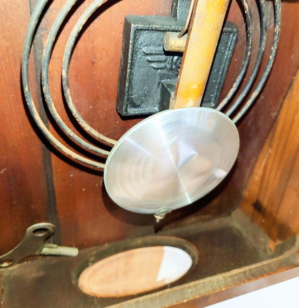 〈珍品・完動美品〉帝国時計工業重工舎　底面楕円ガラスゼンマイ振り子時計　古時計