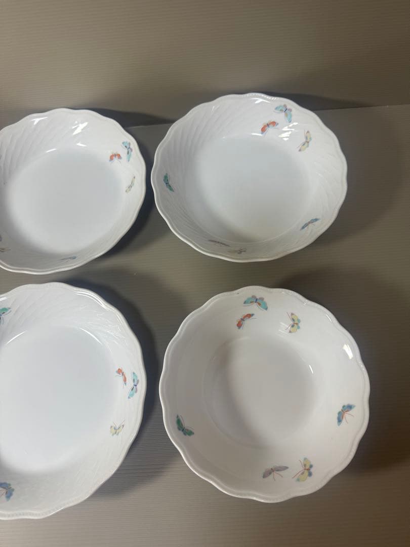 2079 深川製磁 蝶文 皿5客 鉢1客 未使用