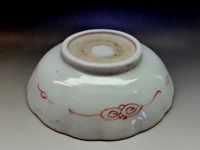 鉢□なます皿14客 赤絵 膾皿 赤絵鉢 窓絵花唐草