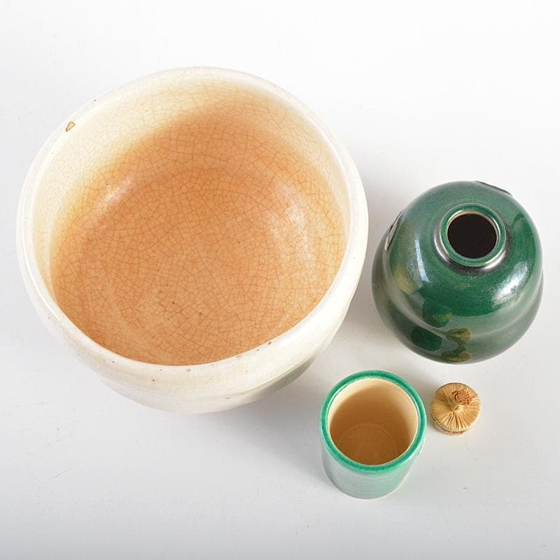 茶道具　利休茶箱　色絵猪文茶碗　振出など　六点　一式　M　R7071