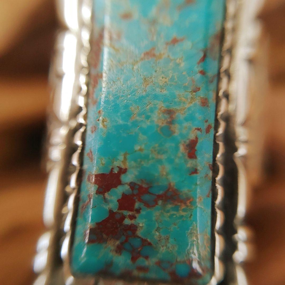 天然ターコイズ　シルバー　silver925 ハンドメイド　リング　19.5号