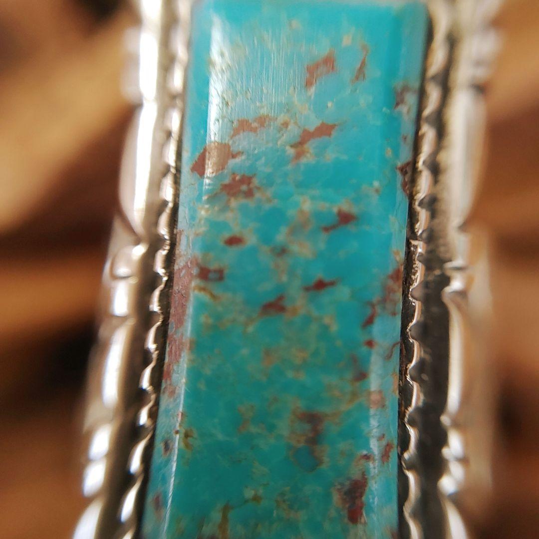 天然ターコイズ　シルバー　silver925 ハンドメイド　リング　19.5号