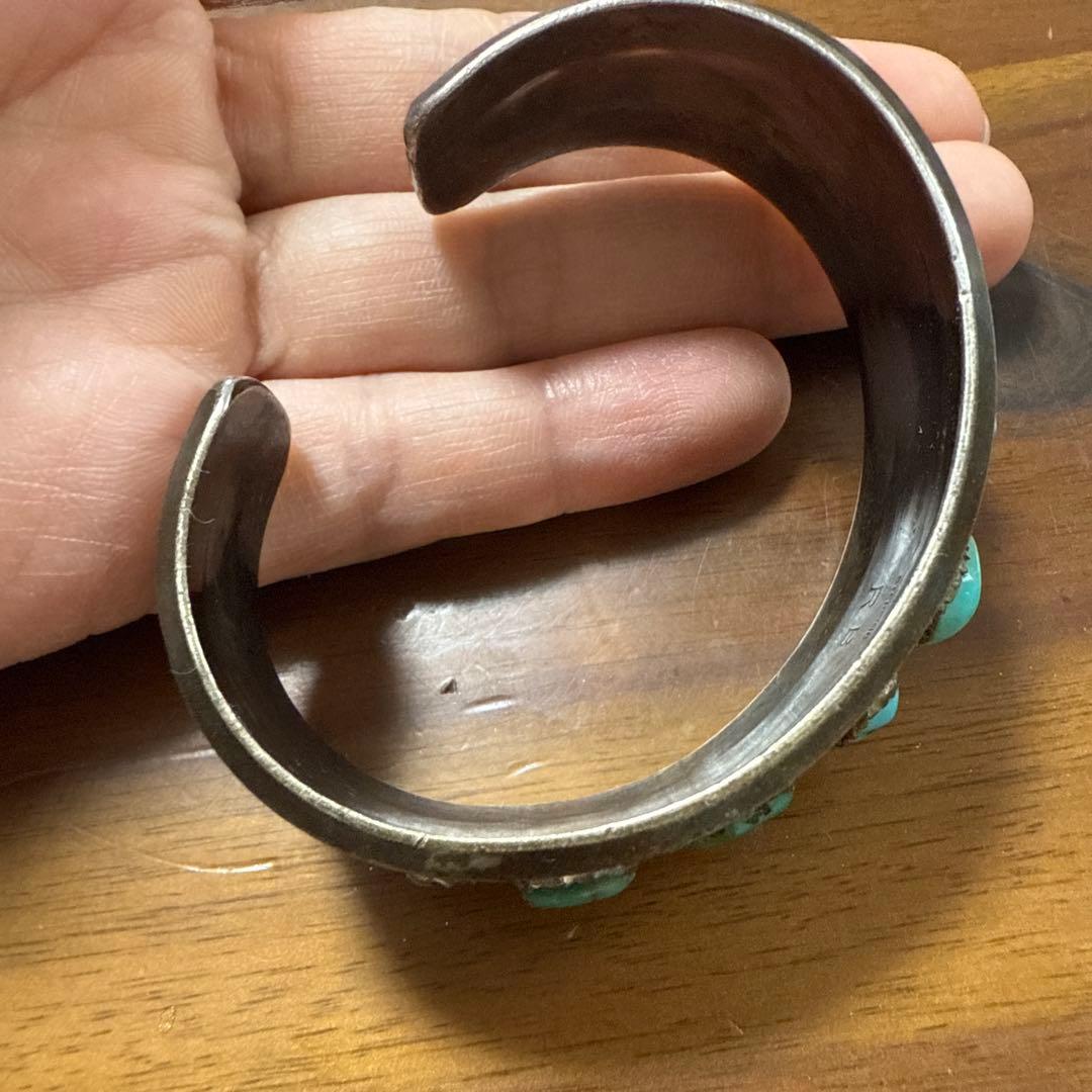 専用!!希少ヴィンテージ ターコイズ装飾シルバーバングル