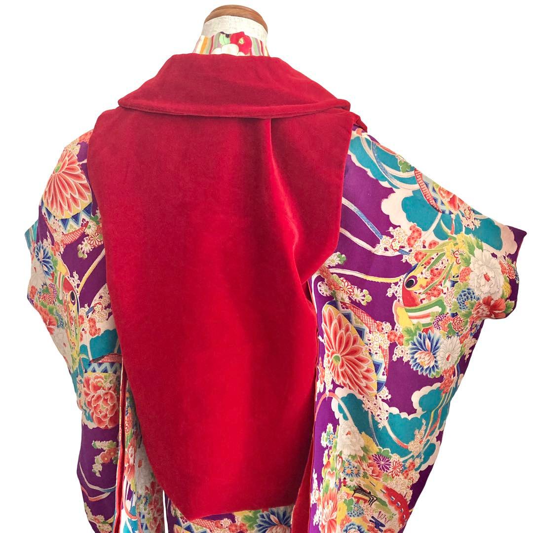 ターコイズ アンティーク3歳 女の子 子供着物 七五三 アンティーク着物 NO