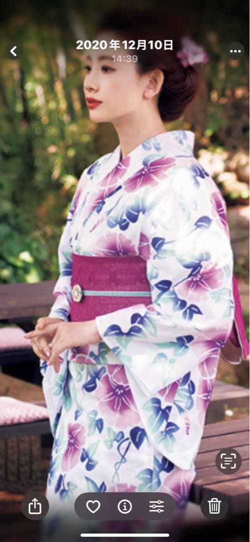 竺仙で購入 新品 浴衣 コーマ白地 紫ぼかし朝顔