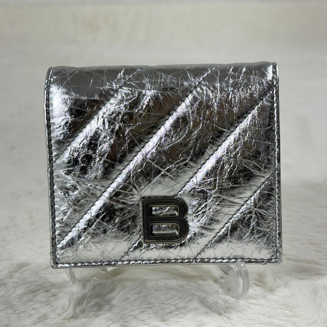 BALENCIAGA クラッシュ 二つ折財布 シルバー 箱付き