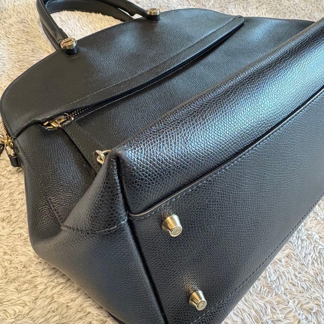 ◎美品◎ FURLA PIPER フルラ パイパー ブラックレザー ハンドバッグ