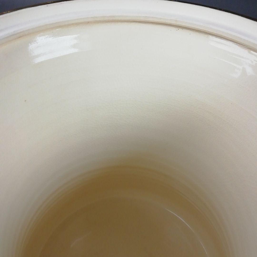 W34 水指 『鼓形』『地紙四季草花』『山岡善昇 造』 共箱 茶道具