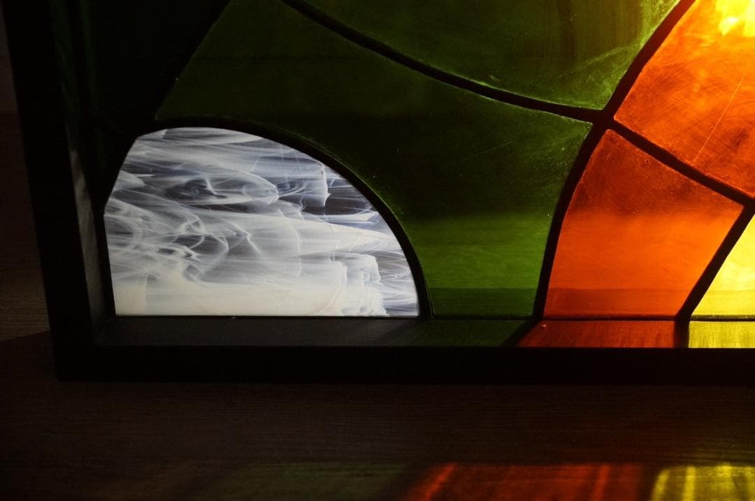 大型 ヴィンテージ ステンドグラス アンティークパネル 84.5×81