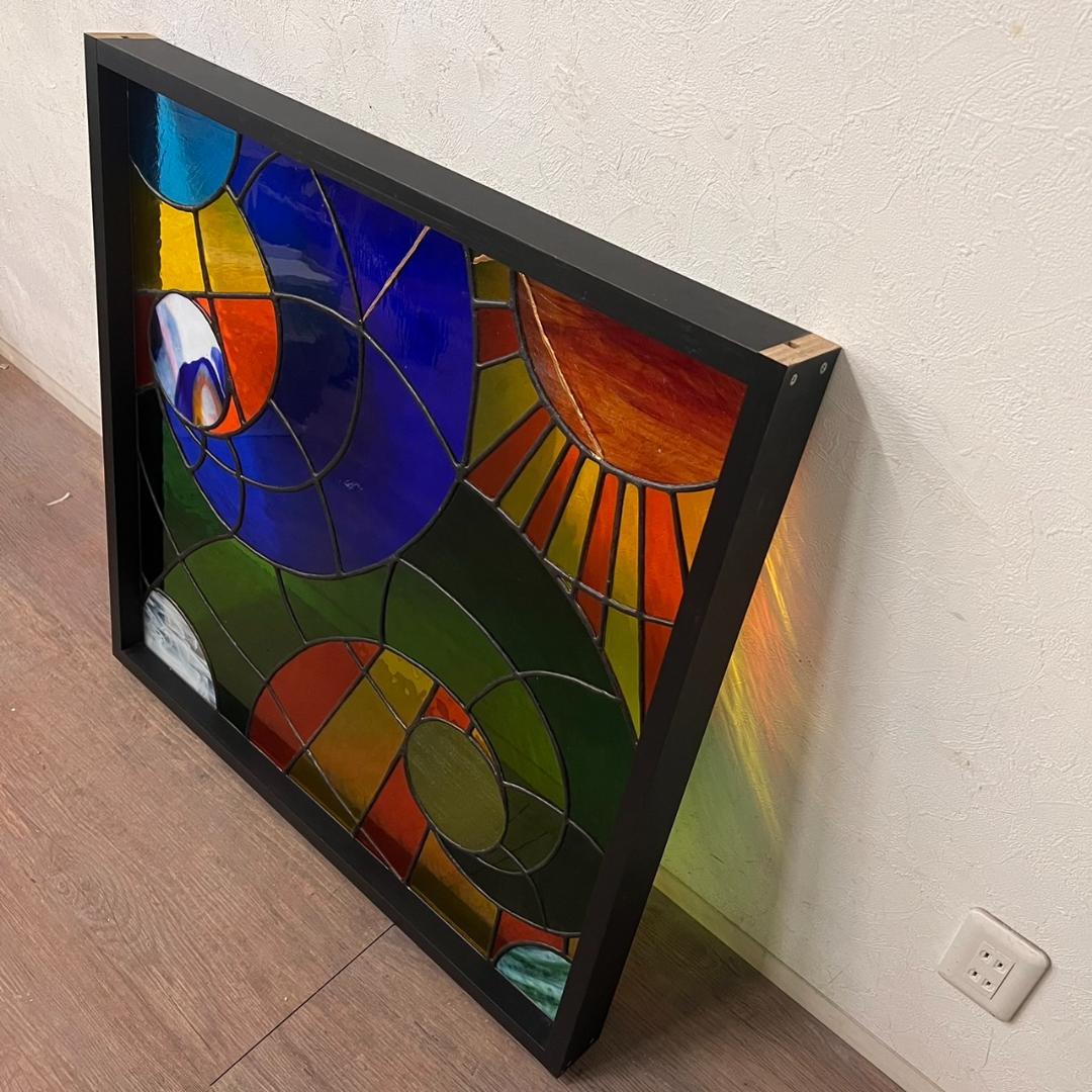 大型 ヴィンテージ ステンドグラス アンティークパネル 84.5×81