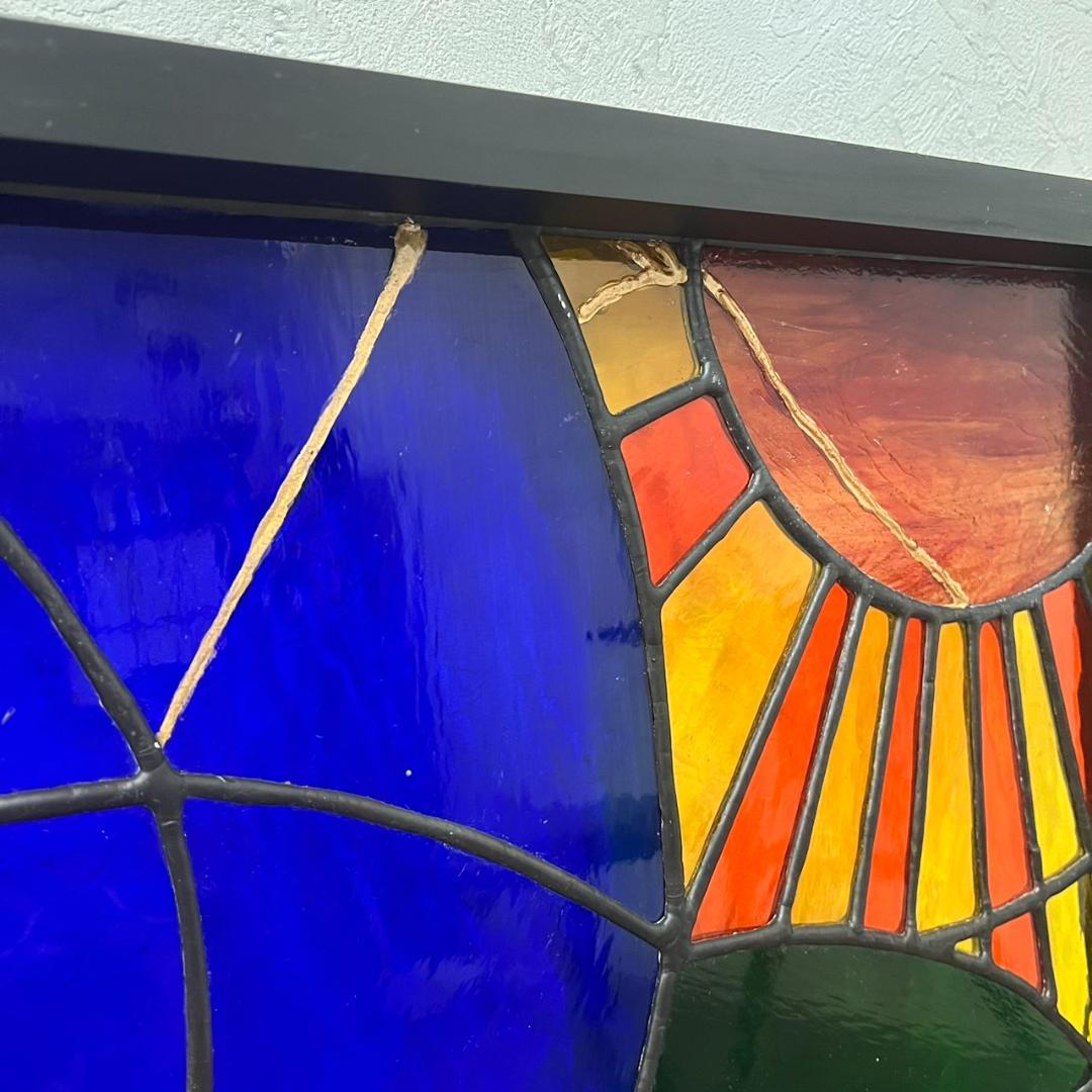 大型 ヴィンテージ ステンドグラス アンティークパネル 84.5×81