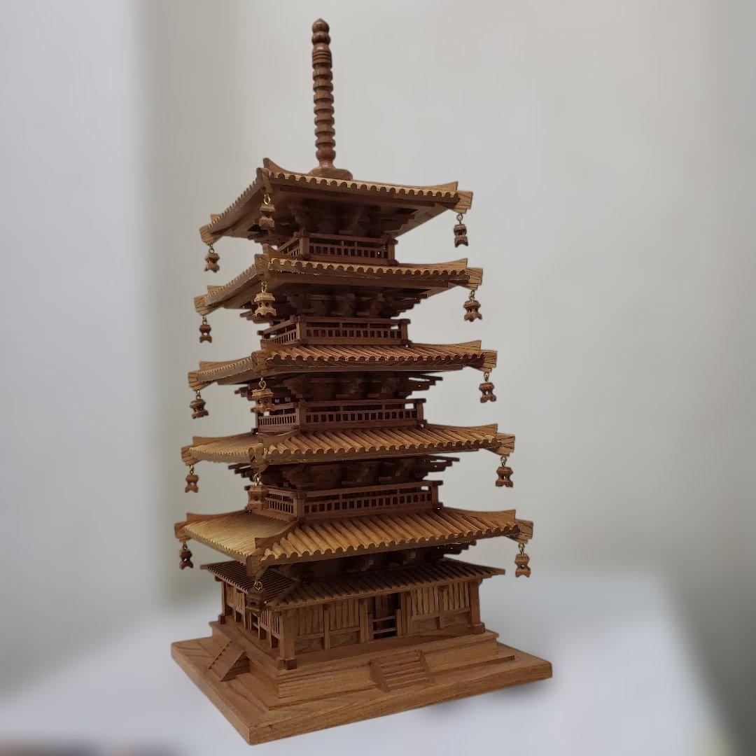 Ｂフライデー　希少ケヤキ材 五重塔★総高さ 約49cm