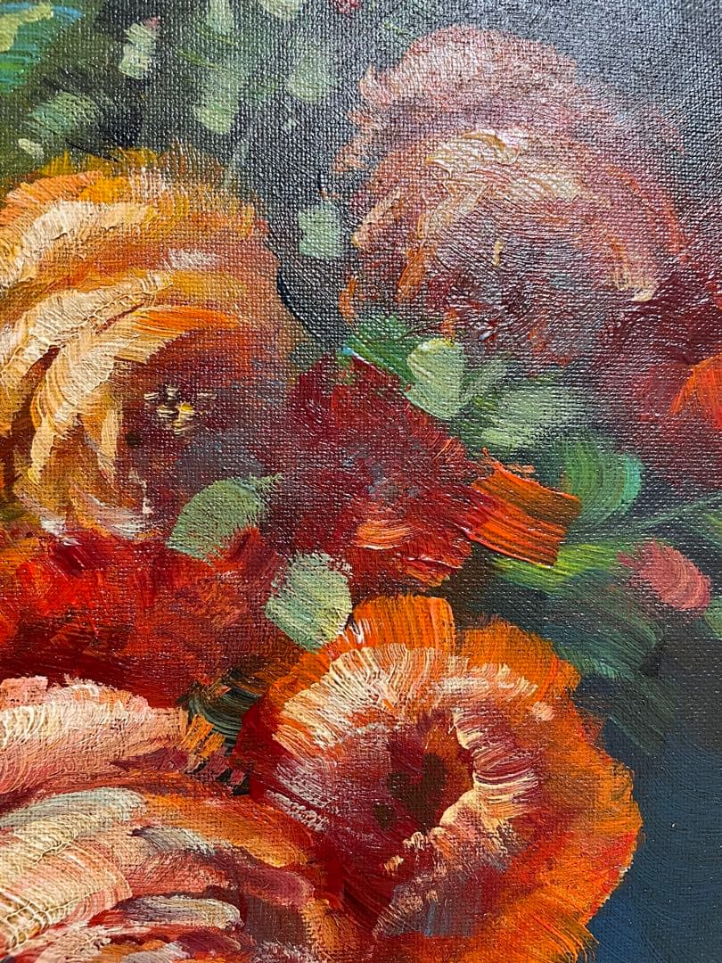 鴨居玲 花 バラ 薔薇 鑑定書なし