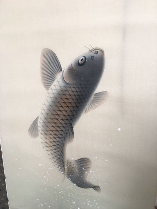 掛け軸 二匹鯉 岡田翠嶺定価64000円