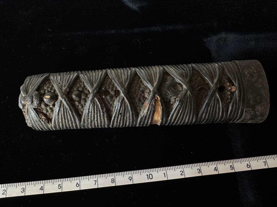 柄前 黄石公張良図 柄巻 日本刀 刀装具 骨董 古美術 江戸時代 時代物 馬 龍