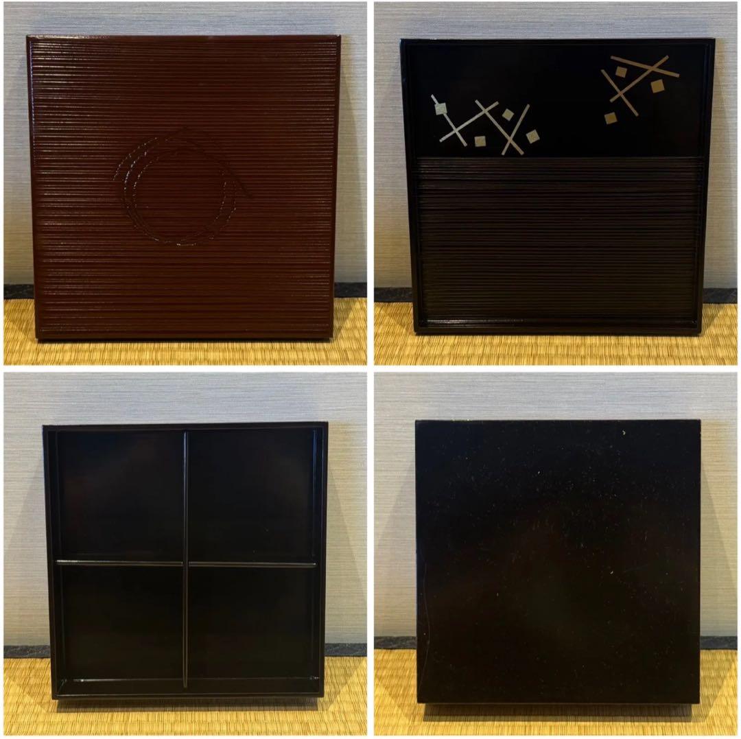 木製漆塗り 初瀬川柳菴 作 柳筥 出世膳 5客 茶懐石道具 弁当箱 共箱