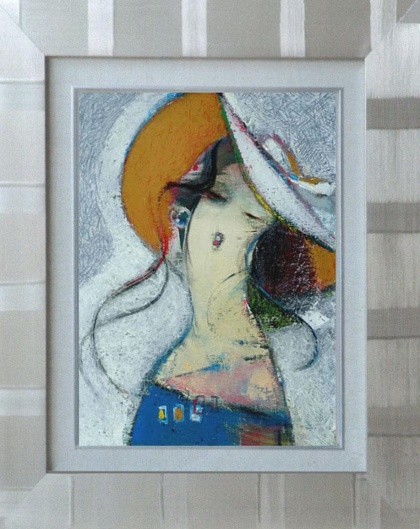 油絵 菅家令子 絵 絵画 インテリア 額付(白) F6-081812 人物 女性