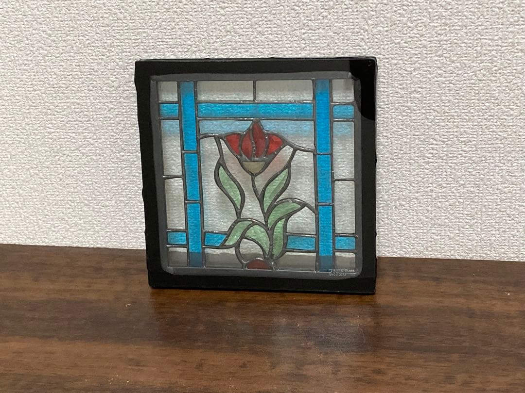 硝子 菓子器 茶道具 作家一点もの「花鳥風月」 アメリカ ステンド