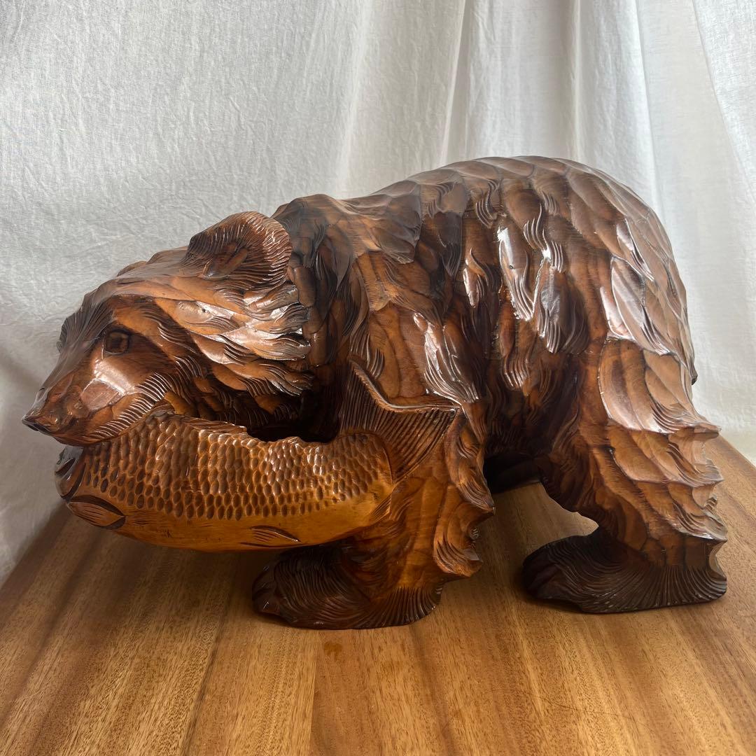 Yahoo!オークション - #4626【昭和レトロ】【難あり】 特大 木彫り 熊