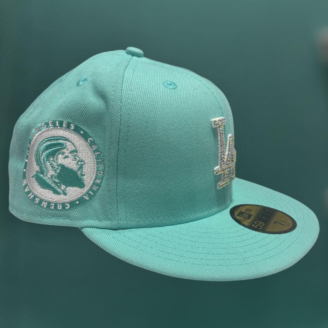 極希少 newera ターコイズブルー ジュエリーカスタム 1/2