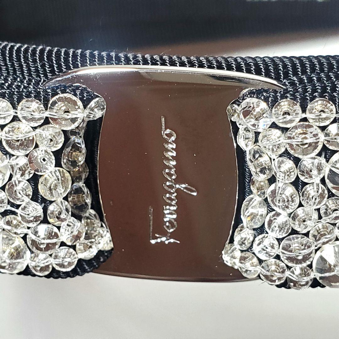 【極美品】フェラガモ カチューシャブラックビジュー h012