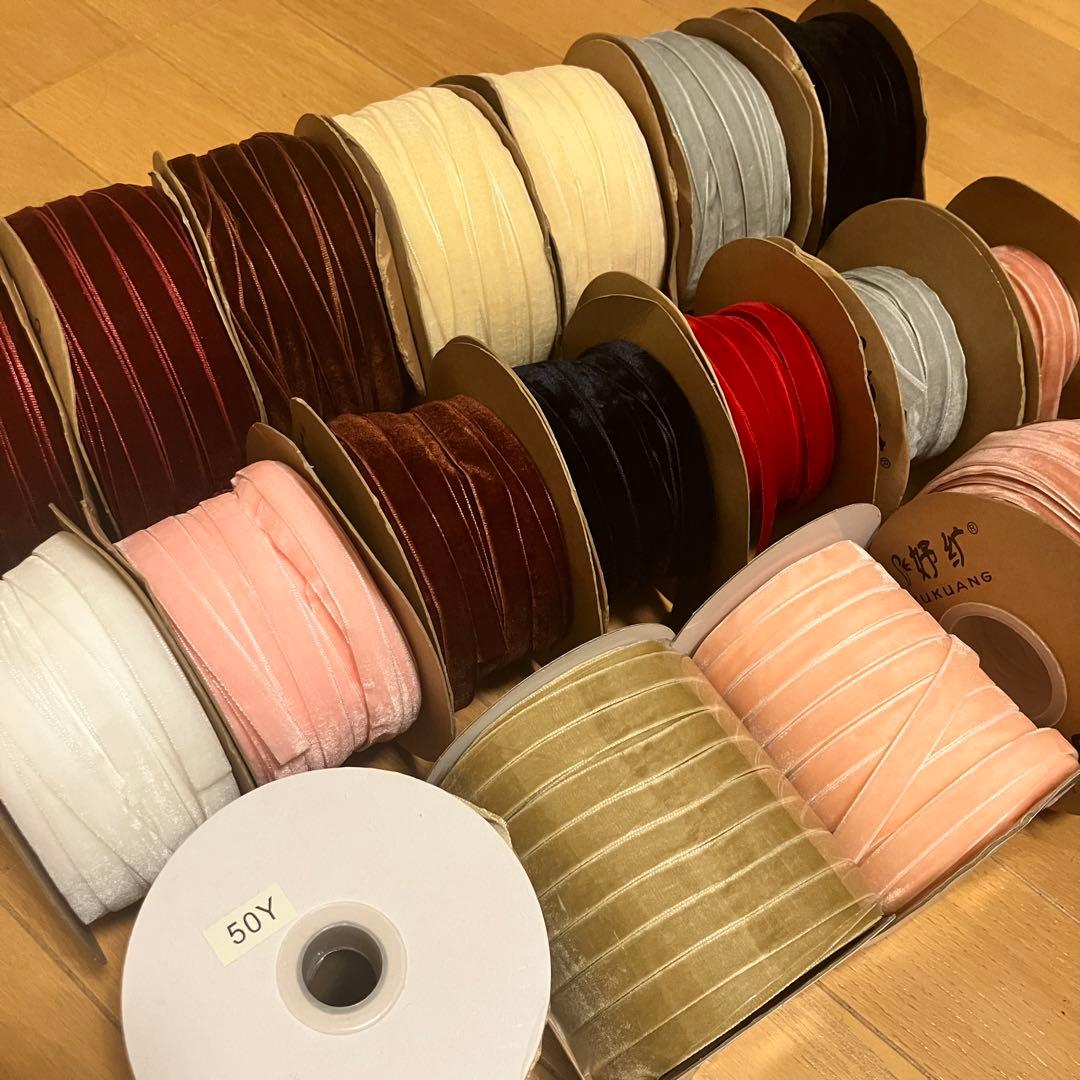 激安まとめ売り　ロール　ベルベット　ベロアリボン　業務用　新品多数　リボン資材