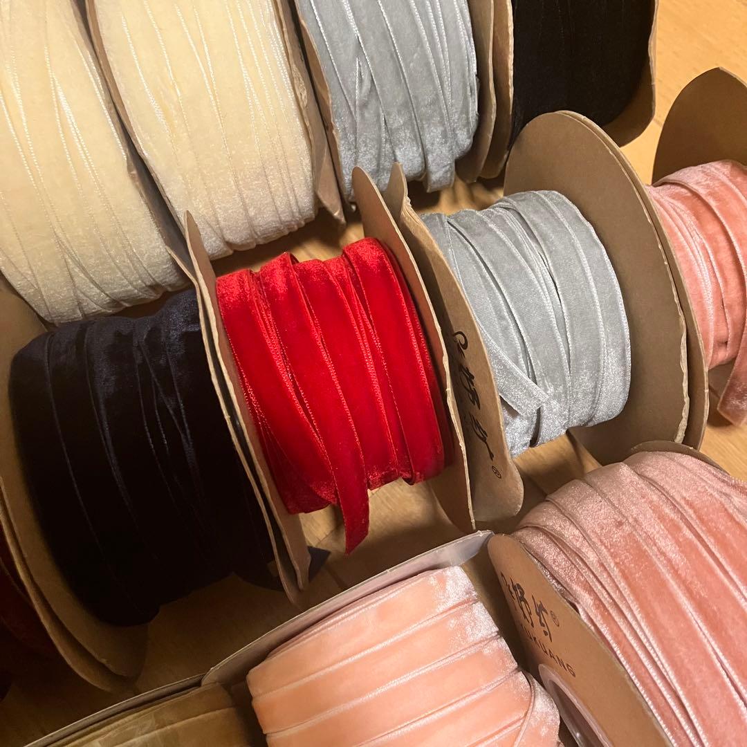 激安まとめ売り　ロール　ベルベット　ベロアリボン　業務用　新品多数　リボン資材