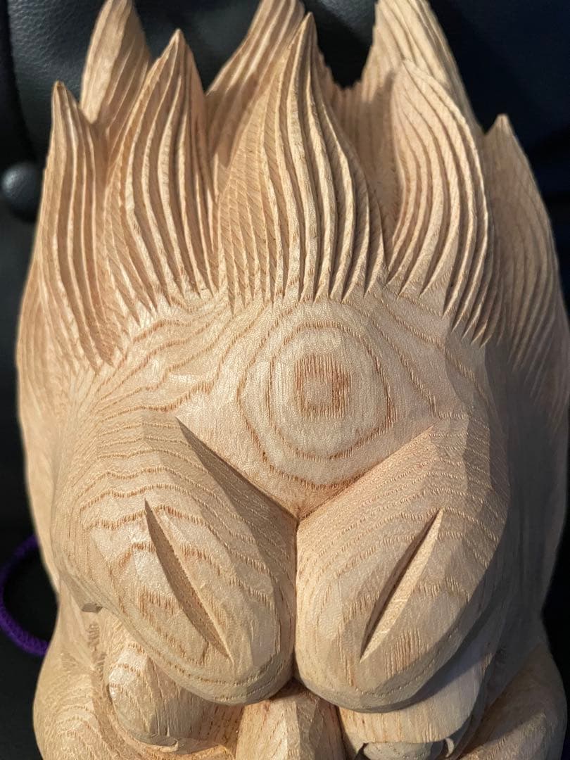 伐折羅大将 手彫り とても立派な木彫りのお面 名入り