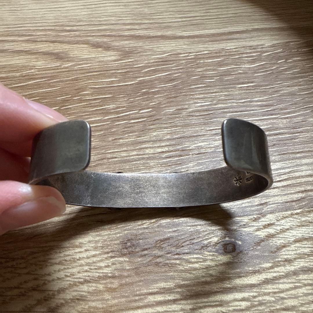 GOD SUNSゴッドサンズ 平打ち銀爪バングルK18メタル付き 12mm板