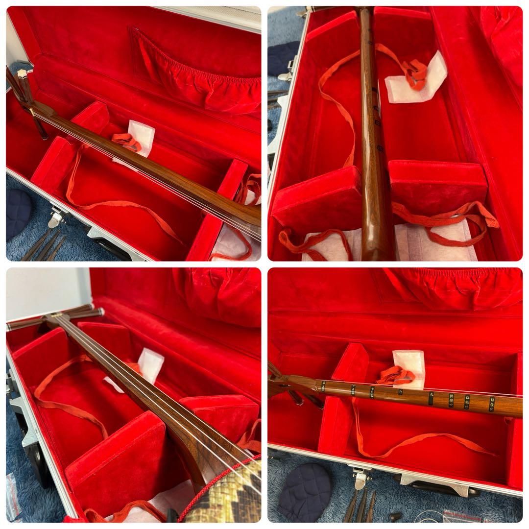 メル84509様専用 沖縄三線 合皮 蛇柄 棹紫檀系 ハードケース付き