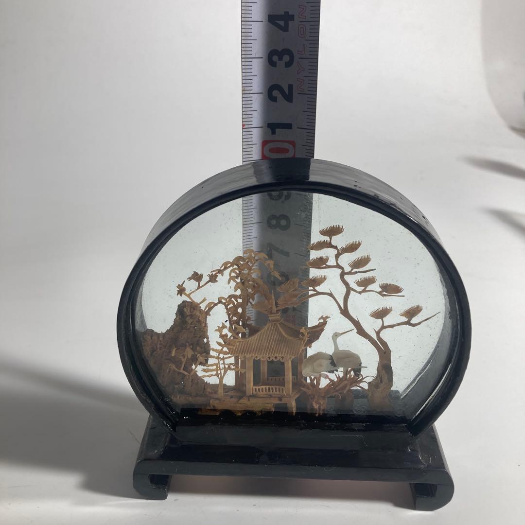 中国美術 コルク細工 細密彫刻 ガラスケース入り 昭和レトロ - メルカリ