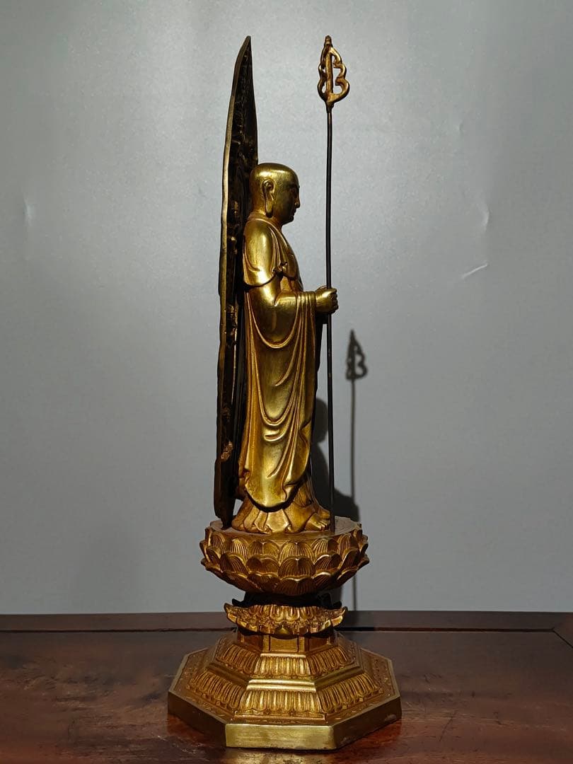 旧蔵 純銅鎏金仏像「地蔵菩薩 」