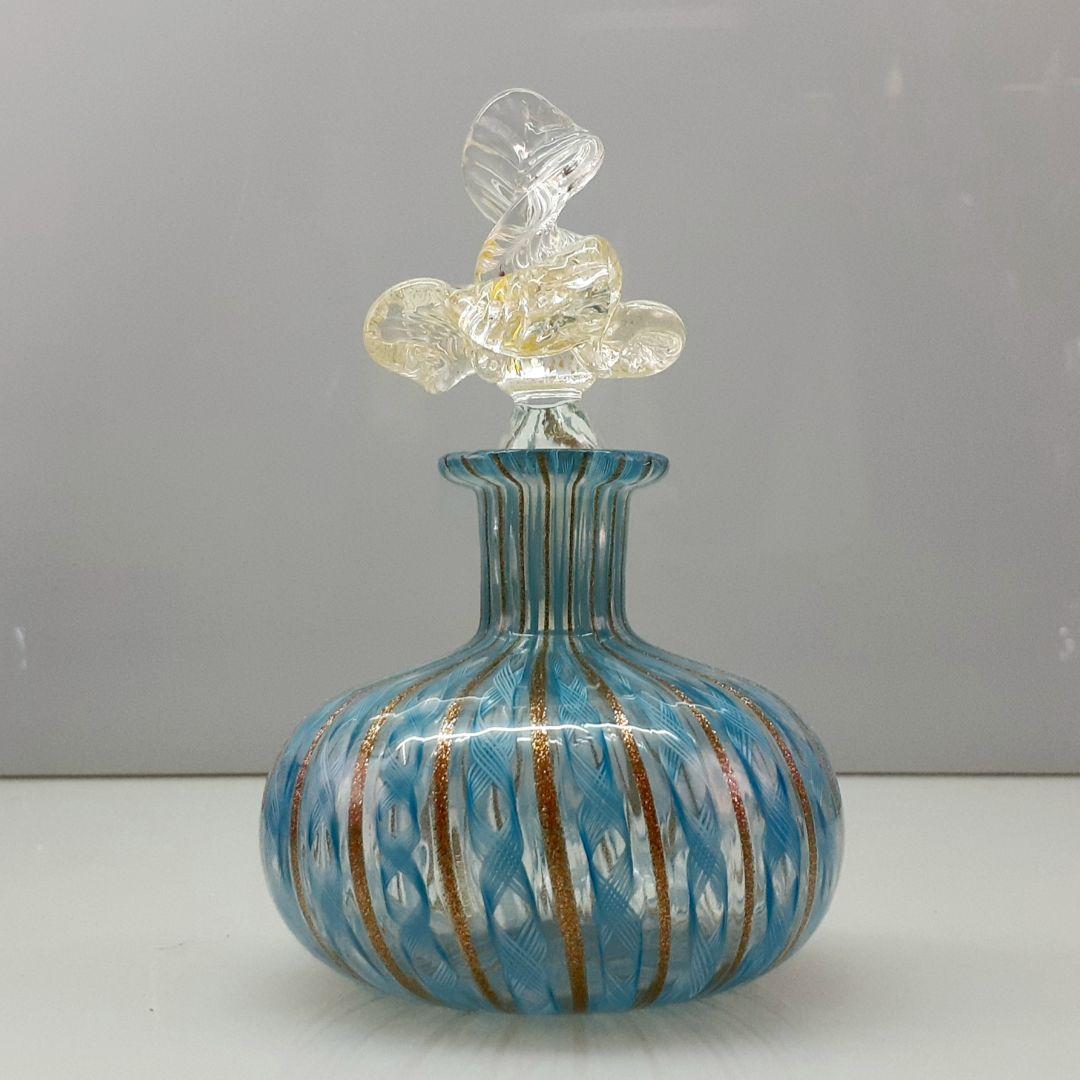 MURANO GLASS ムラノ 金彩 花蓋 香水瓶 パフュームボトル