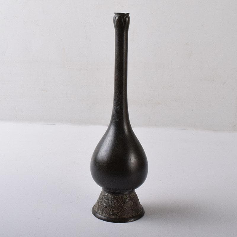 トッチャン　大名物　古銅鶴首花入　銘鶴一声写　花入　共箱　C　7864