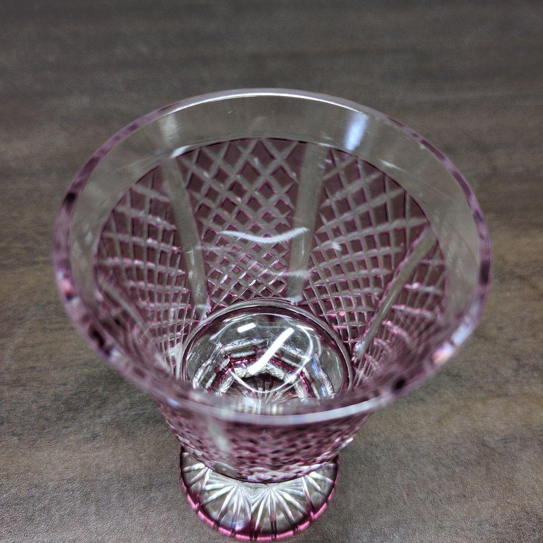 カメイガラス 紗綾切子 高杯 ペア 共箱 酒器 - メルカリ
