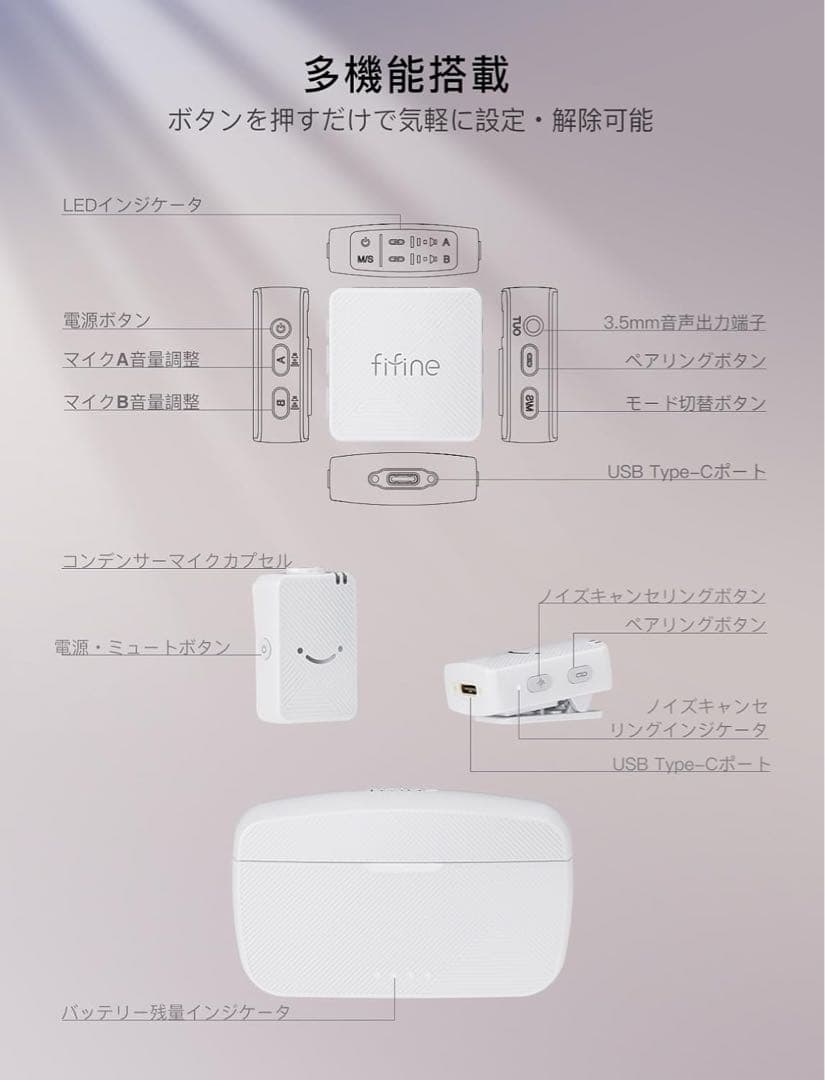新品未使用 FIFINE ワイヤレスマイク ピンマイク