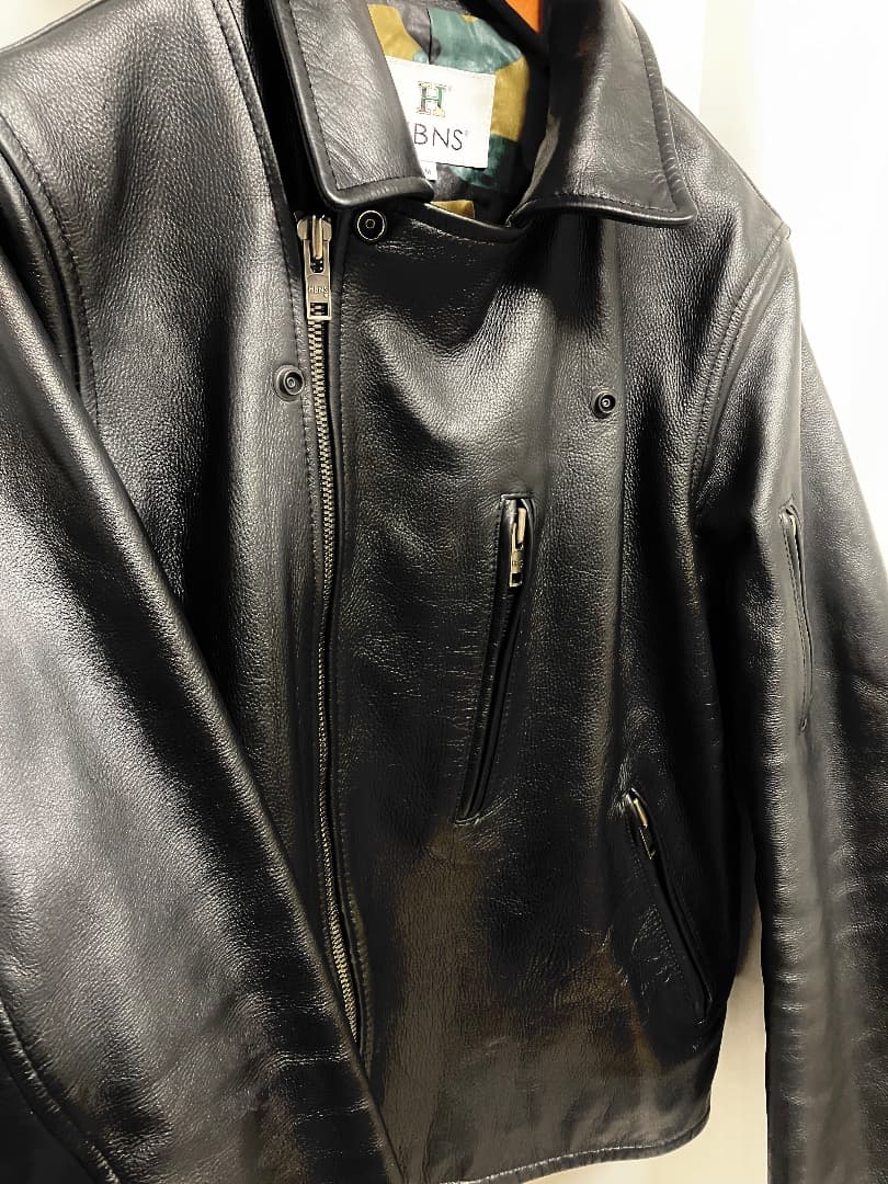 ハバノス HBNS カウレザー ライダースジャケット M 美品 （丈短め