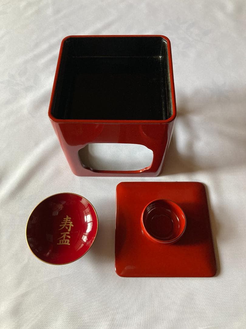 昭和レトロ、漆器の盃を置く台 美術品・アンティーク・コレクション