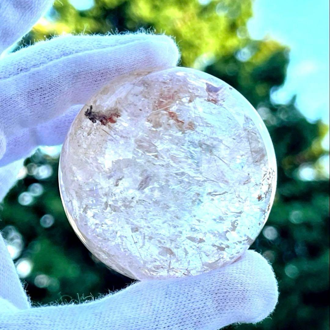 財運最強の天然石 満ち満ち ミックスルチルクォーツ スフィア 51㎜